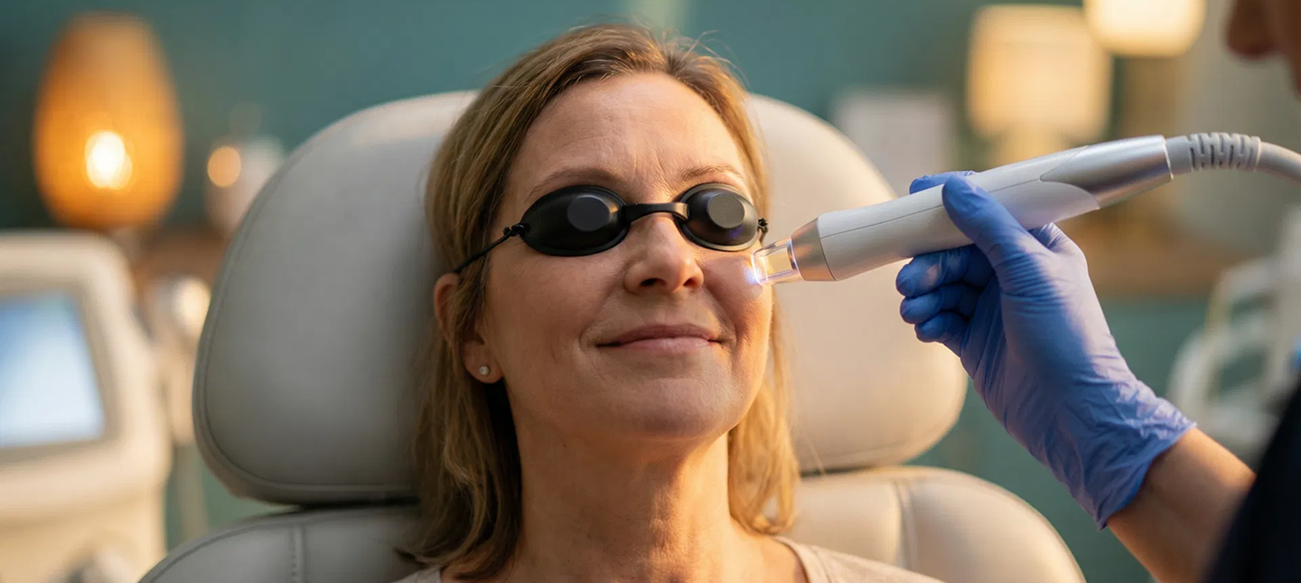IPL dry eye treatment being performed in clinic